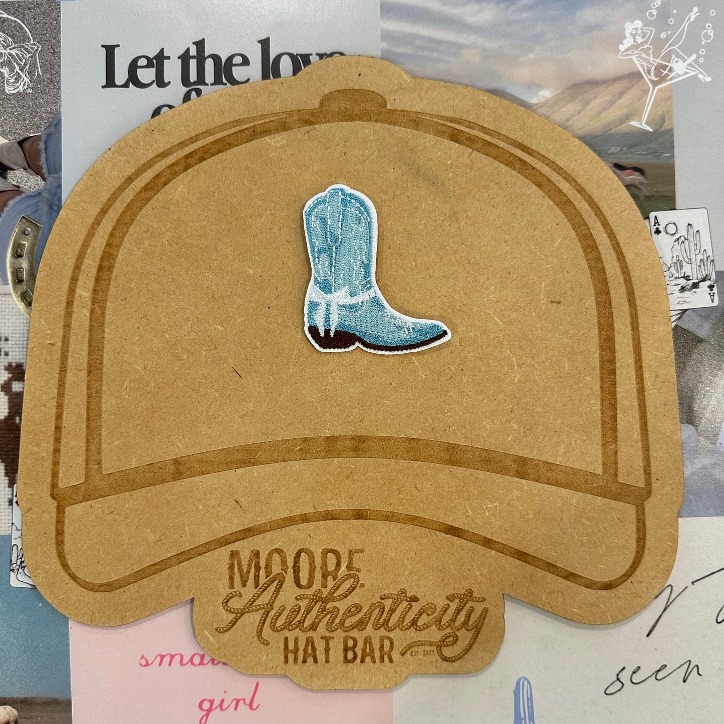 Blue Cowboy Boot Patch