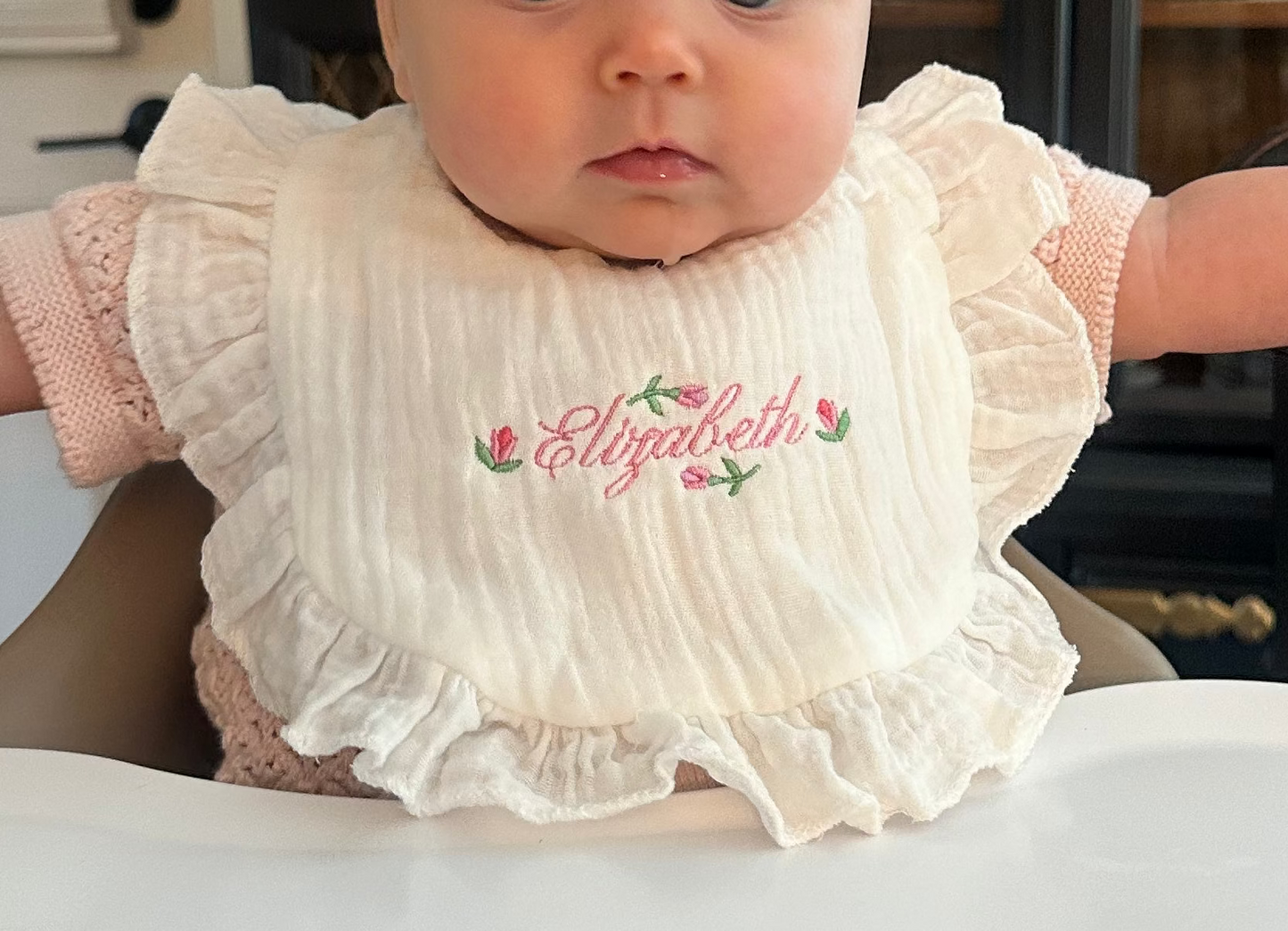 Custom Embroidered Ruffle Muslim Bib