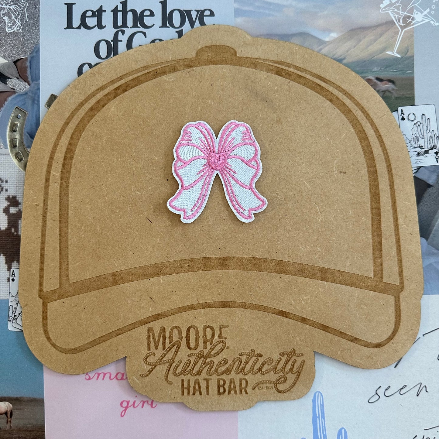Pink & White Bow Patch