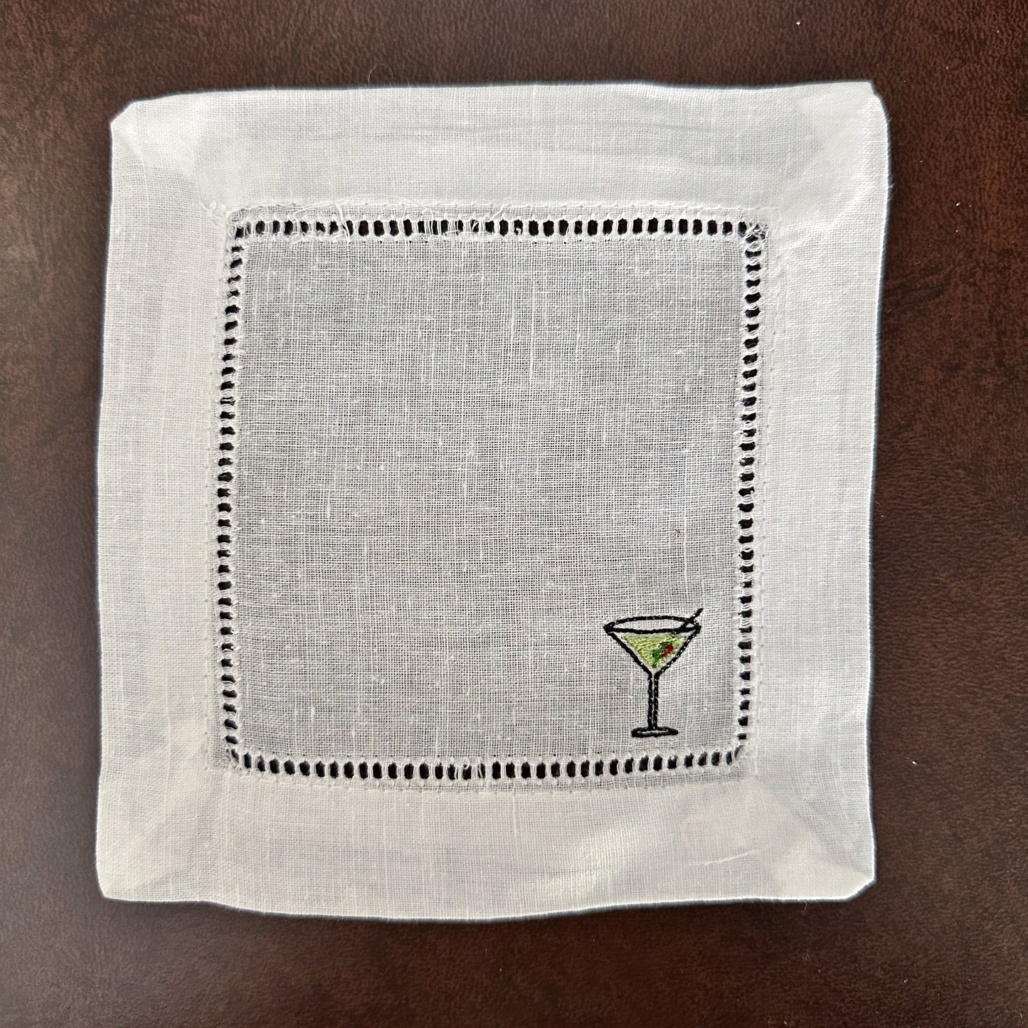 Bar Cart Embroidered Cocktail Napkins