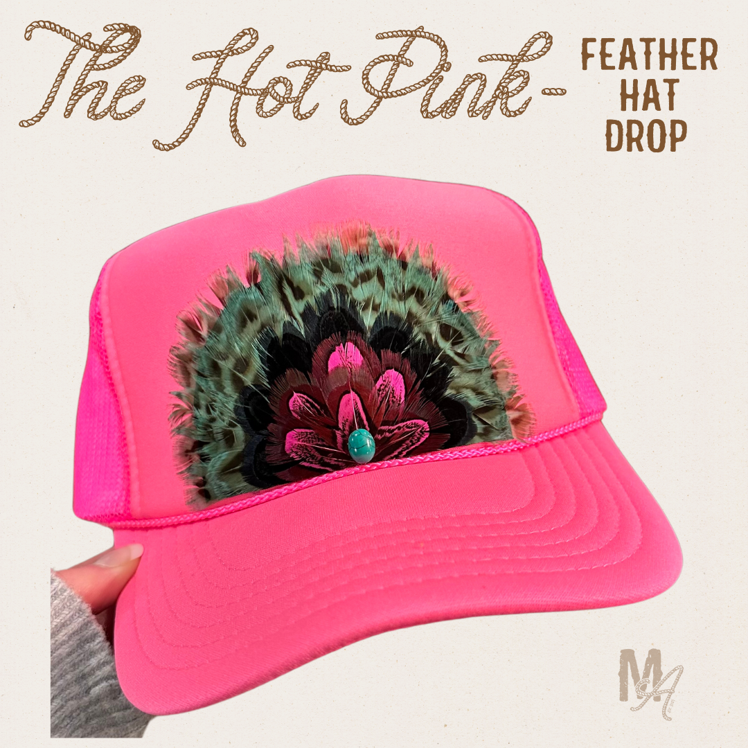 The Hot Pink- Feather Trucker Hat