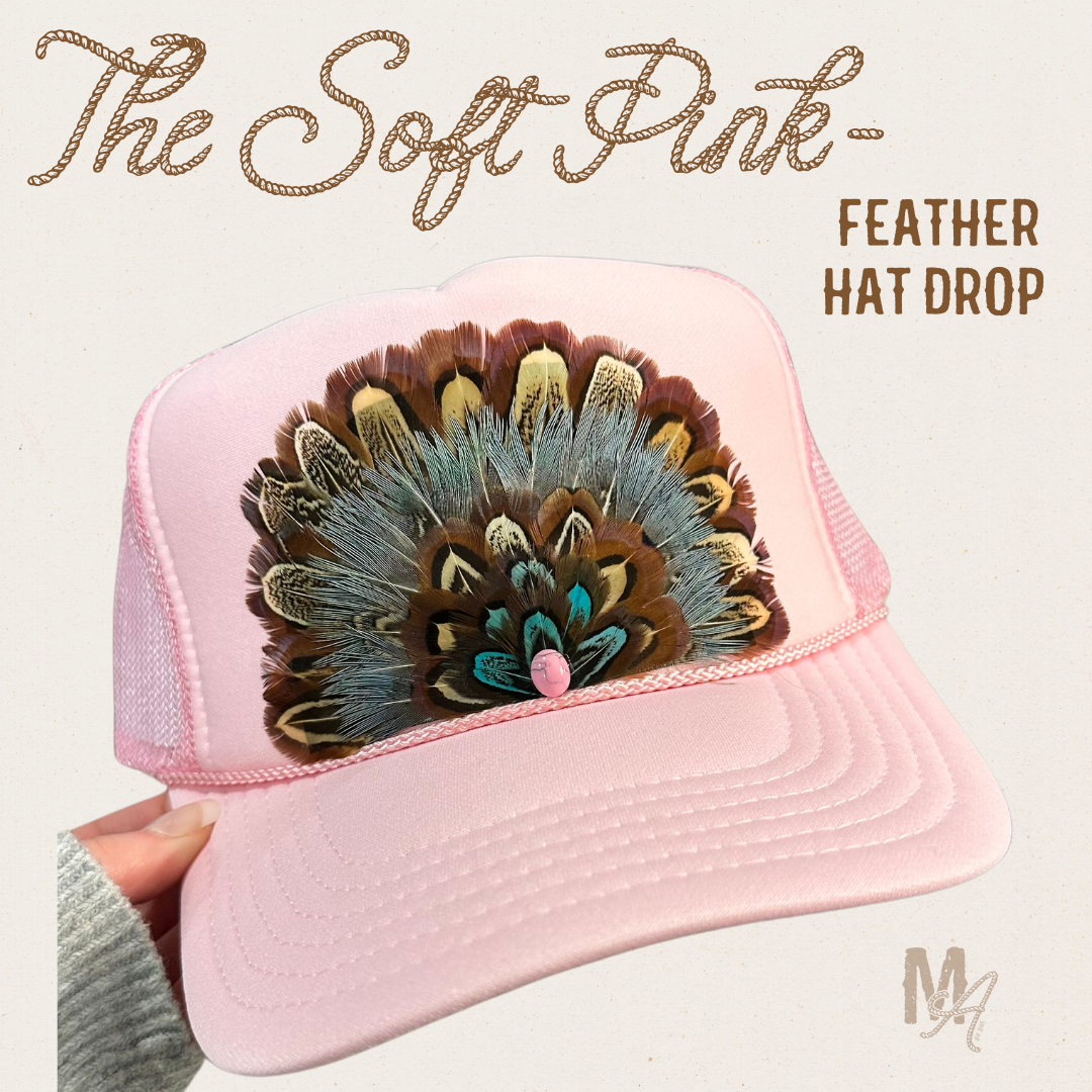 The Soft Pink- Feather Trucker Hat
