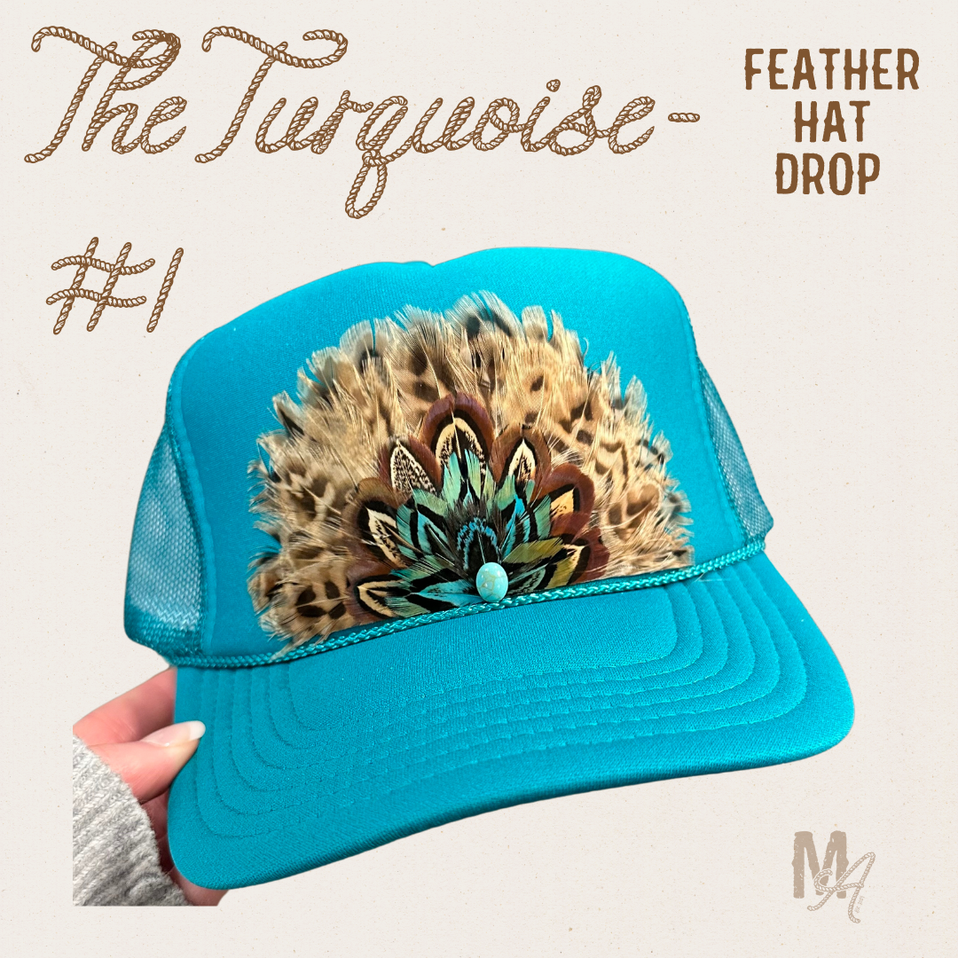 The Turquoise #1- Feather Trucker Hat