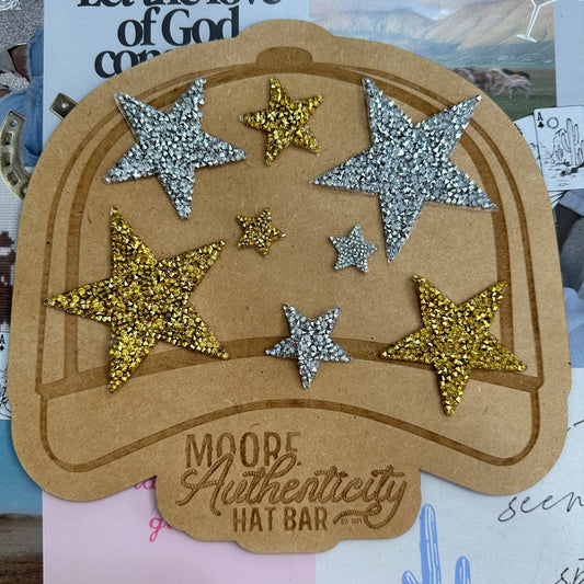 XS- L Rhinestone Star Patches [Gold or Silver]