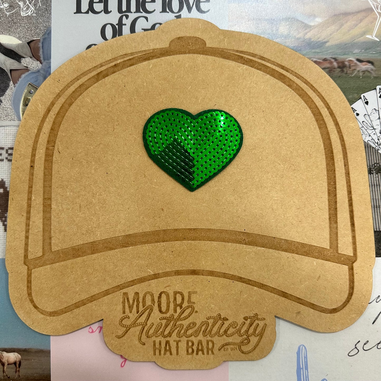 Green Sequin Heart