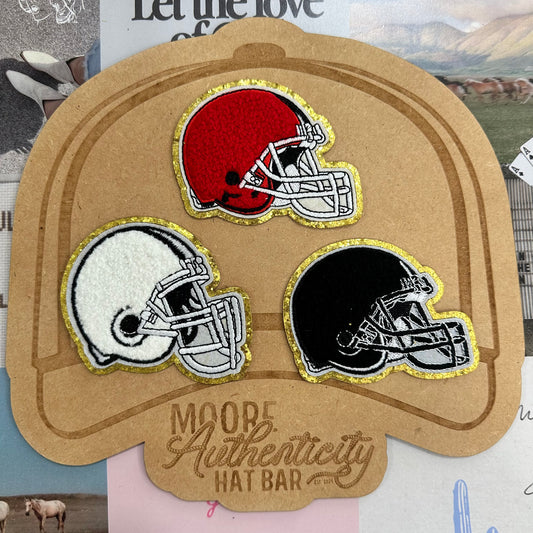 Football Helmet Chenille Patch [Black, Red or White]