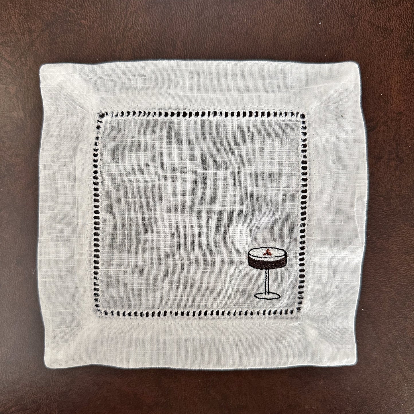 Bar Cart Embroidered Cocktail Napkins