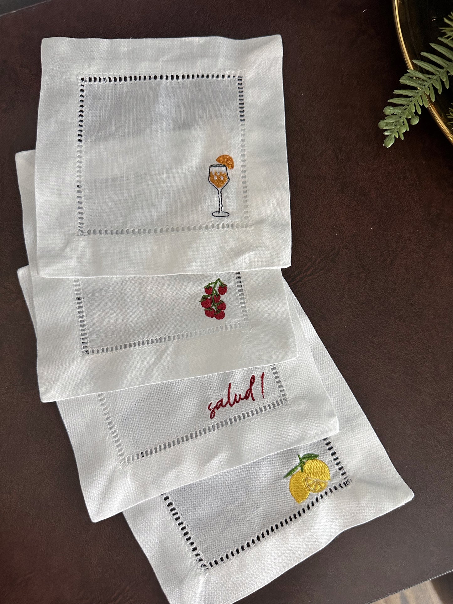 Italian Summer Embroidered Cocktail Napkins