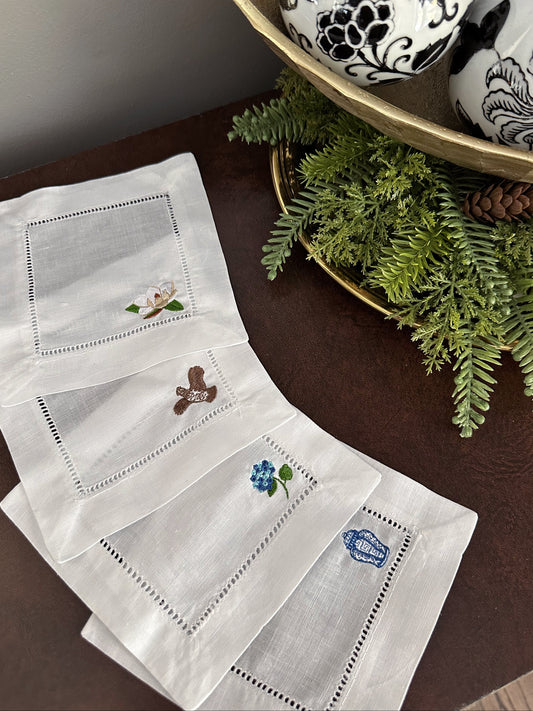 Southern Charm Embroidered Cocktail Napkins