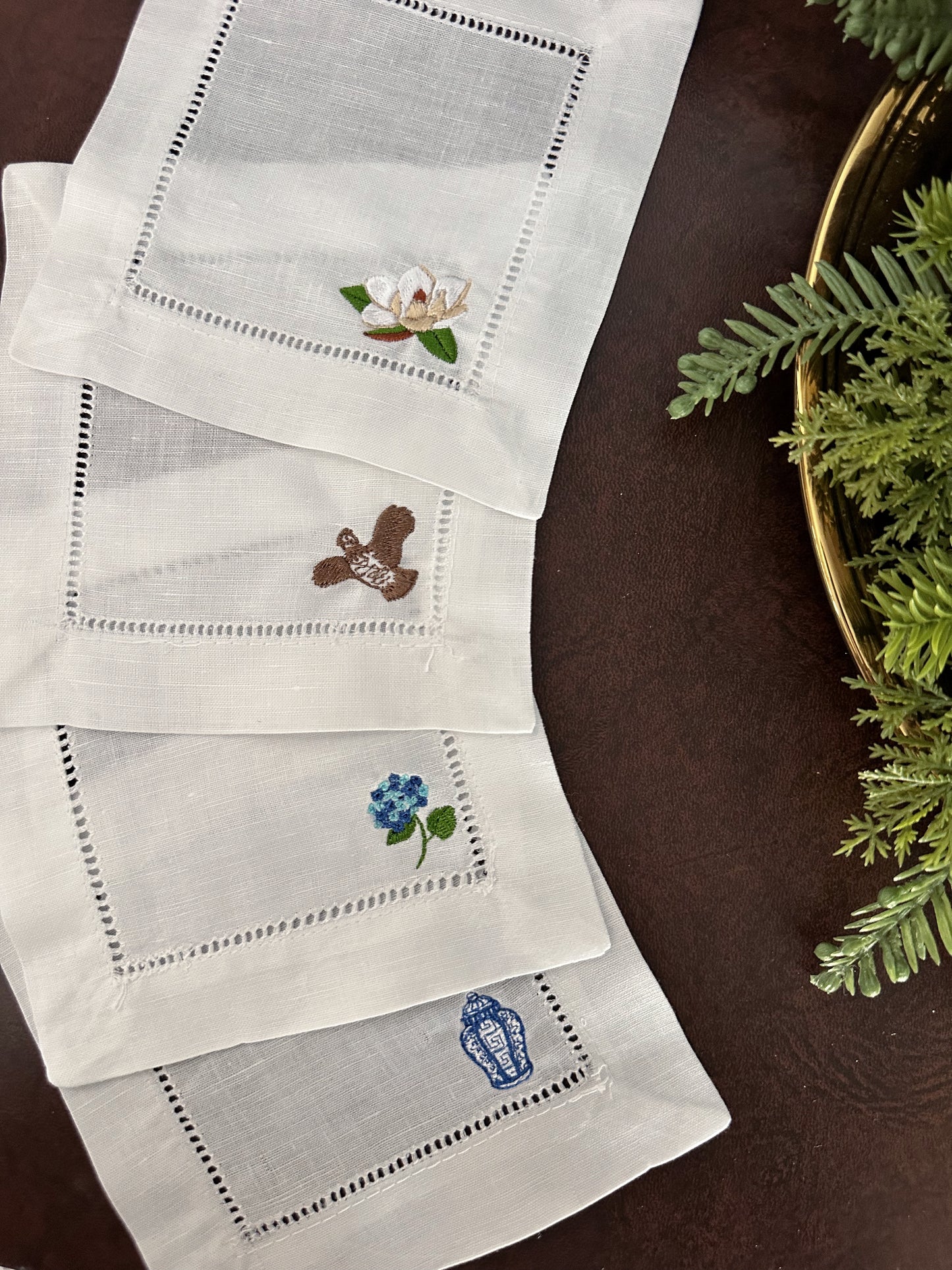 Southern Charm Embroidered Cocktail Napkins