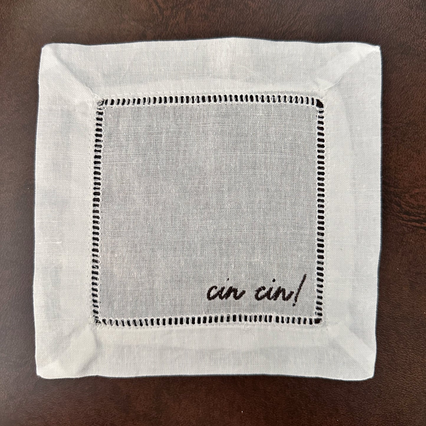 Bar Cart Embroidered Cocktail Napkins