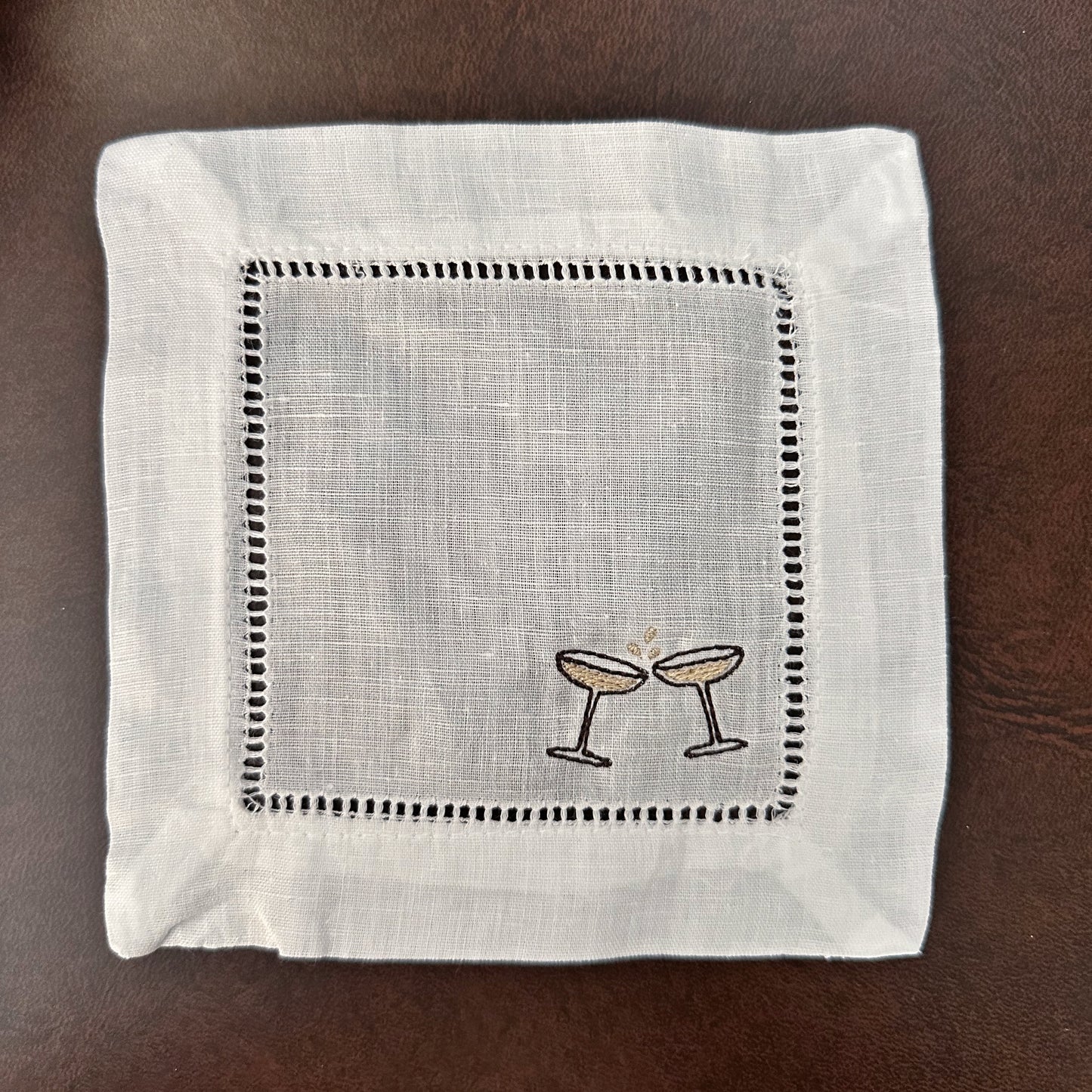 Bar Cart Embroidered Cocktail Napkins