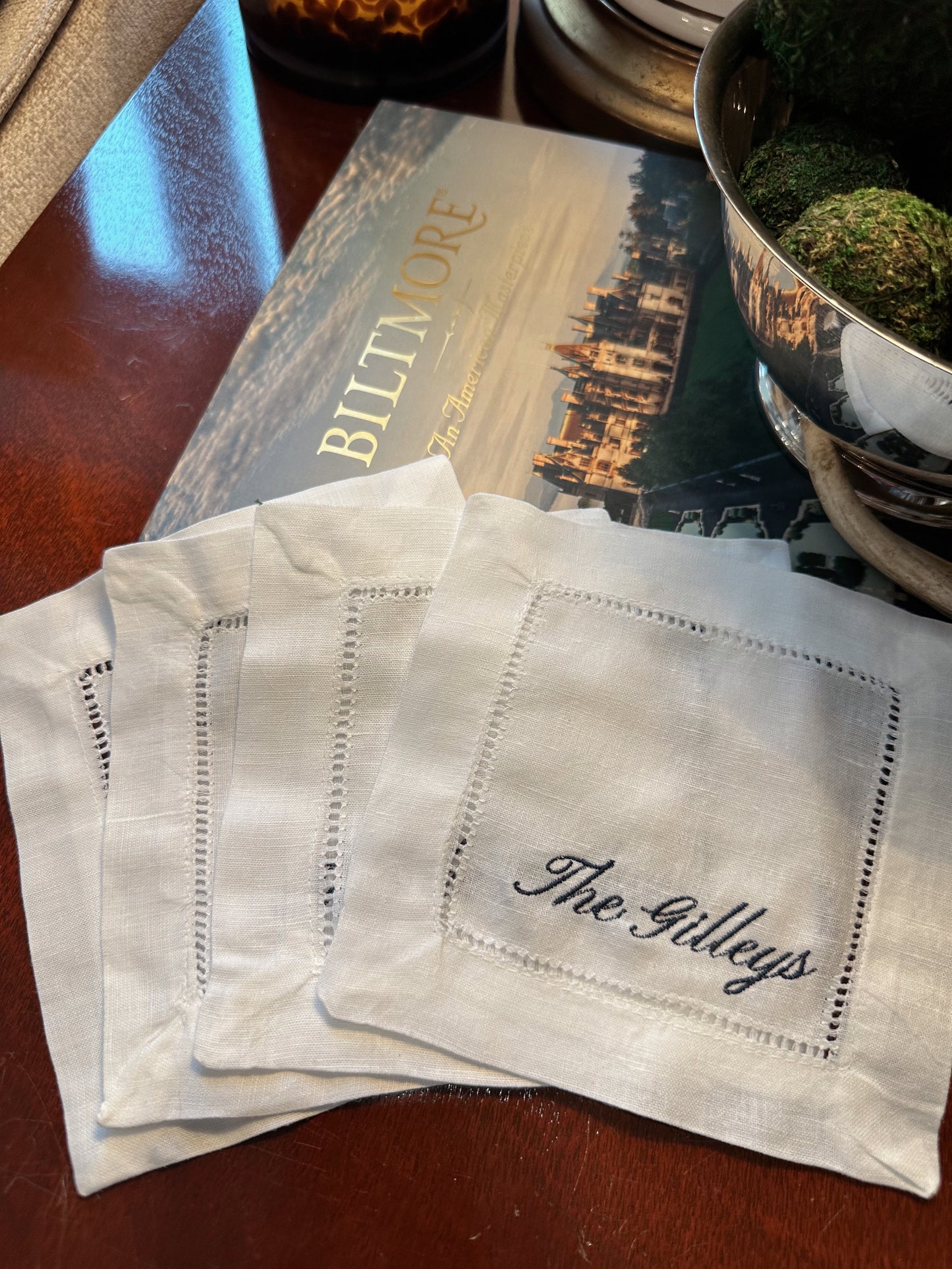 Custom Name Embroidered Cocktail Napkins