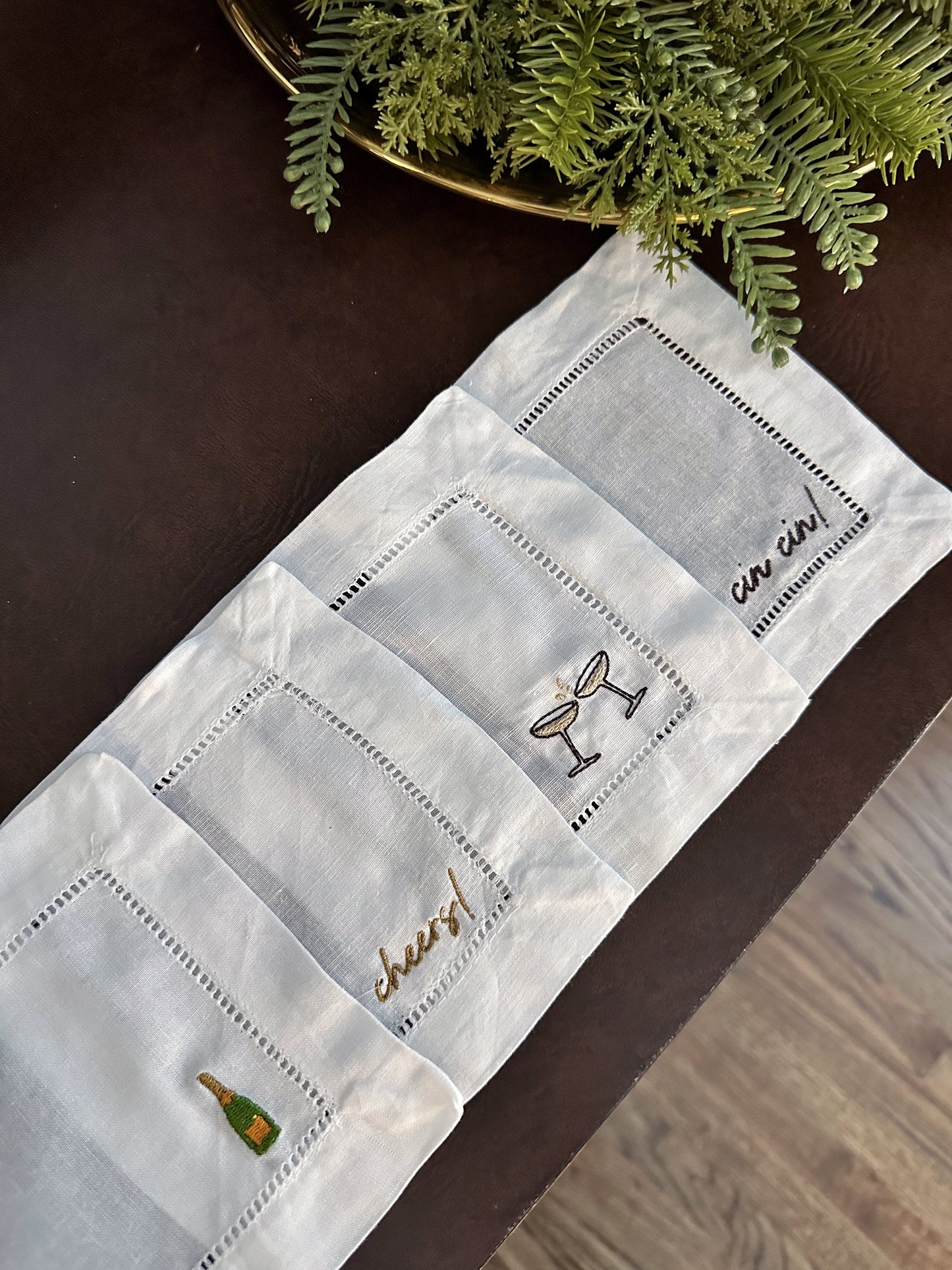 Bar Cart Embroidered Cocktail Napkins