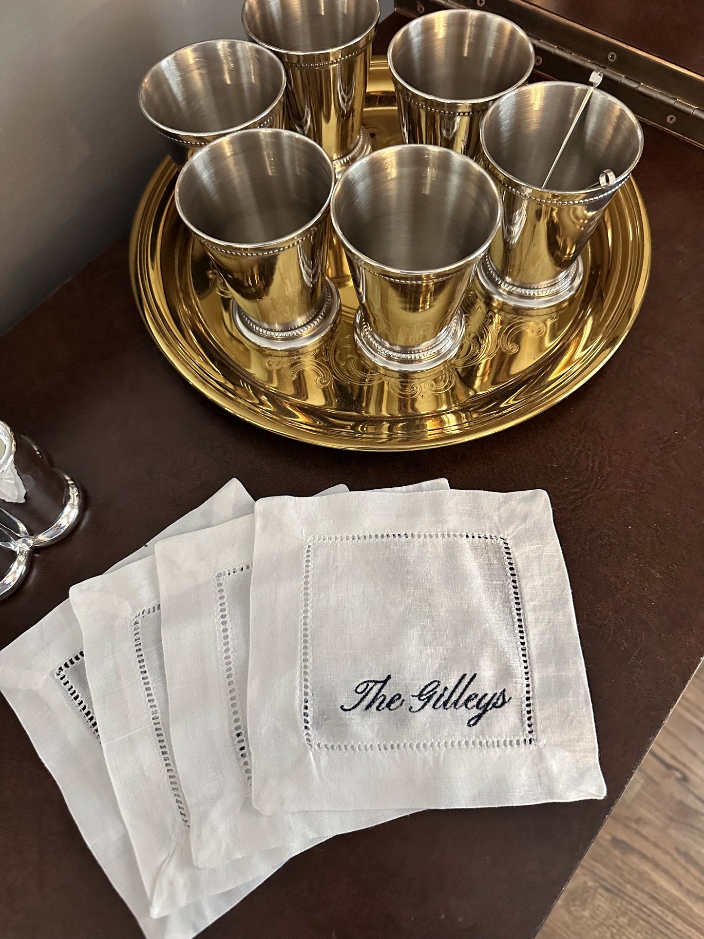 Custom Name Embroidered Cocktail Napkins