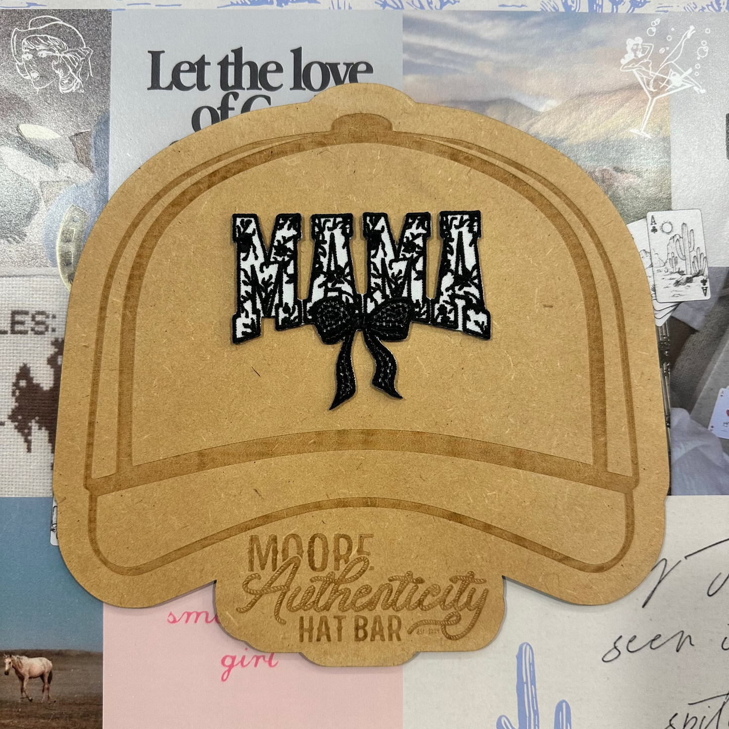 Floral Mama Bow Patch [Blue or Black]