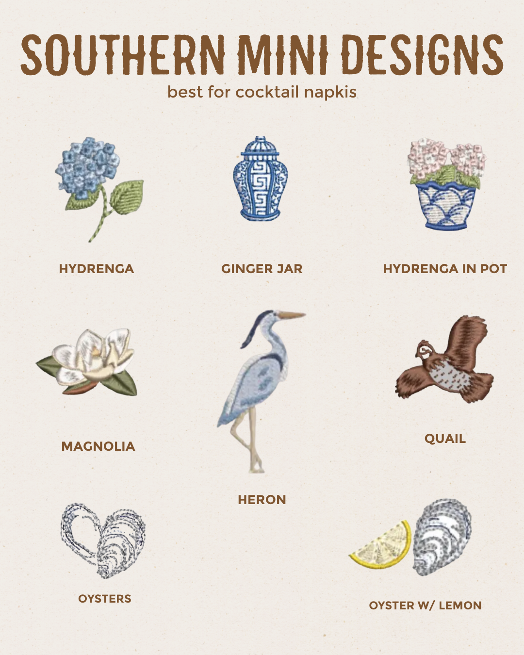 Southern Charm Embroidered Cocktail Napkins